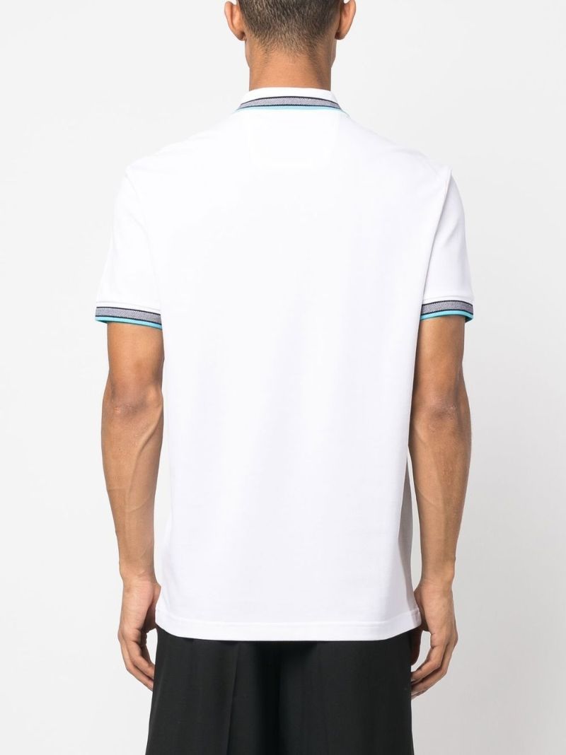 White Logo Embroidered Polo Shirt
