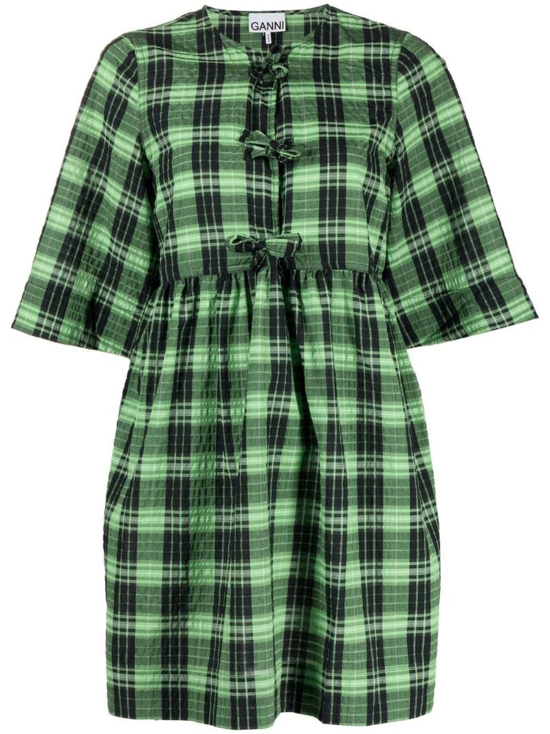 Green Check Mini Dress