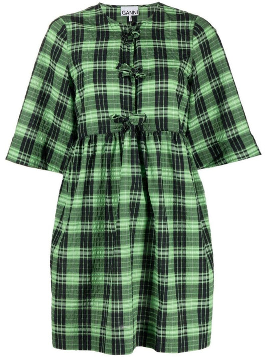 Green Check Mini Dress
