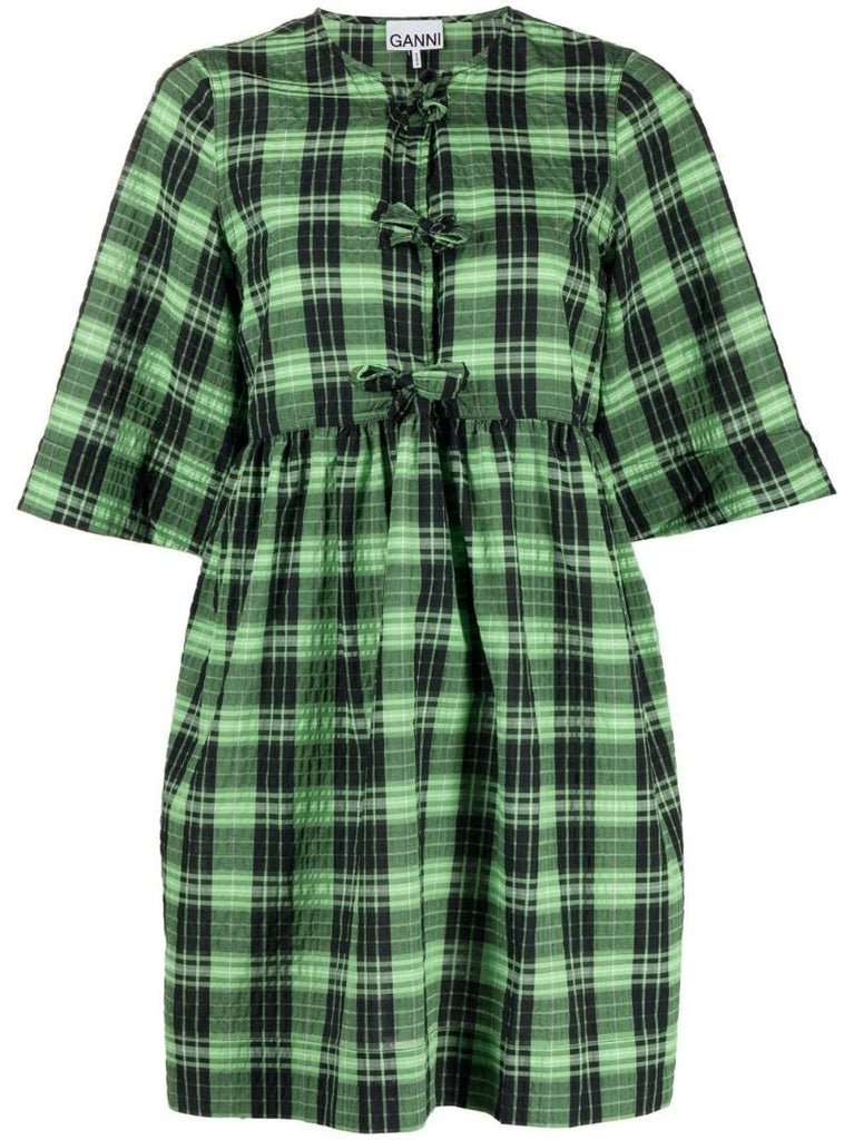Green Check Mini Dress