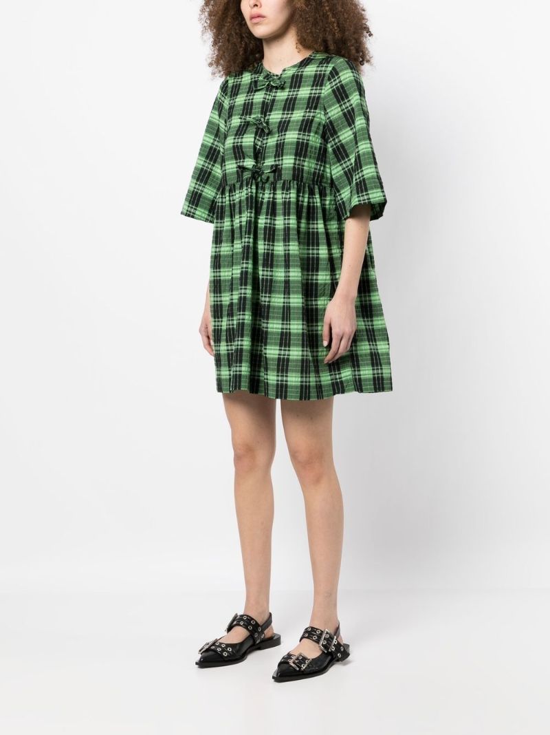 Green Check Mini Dress