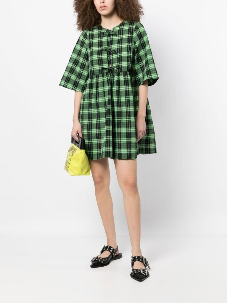 Green Check Mini Dress