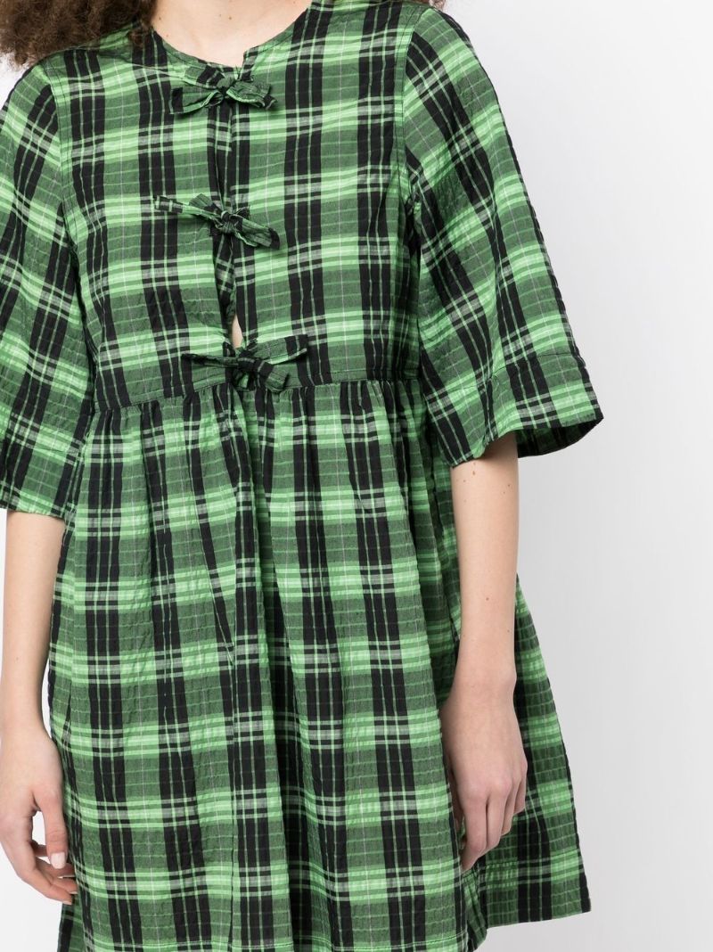 Green Check Mini Dress