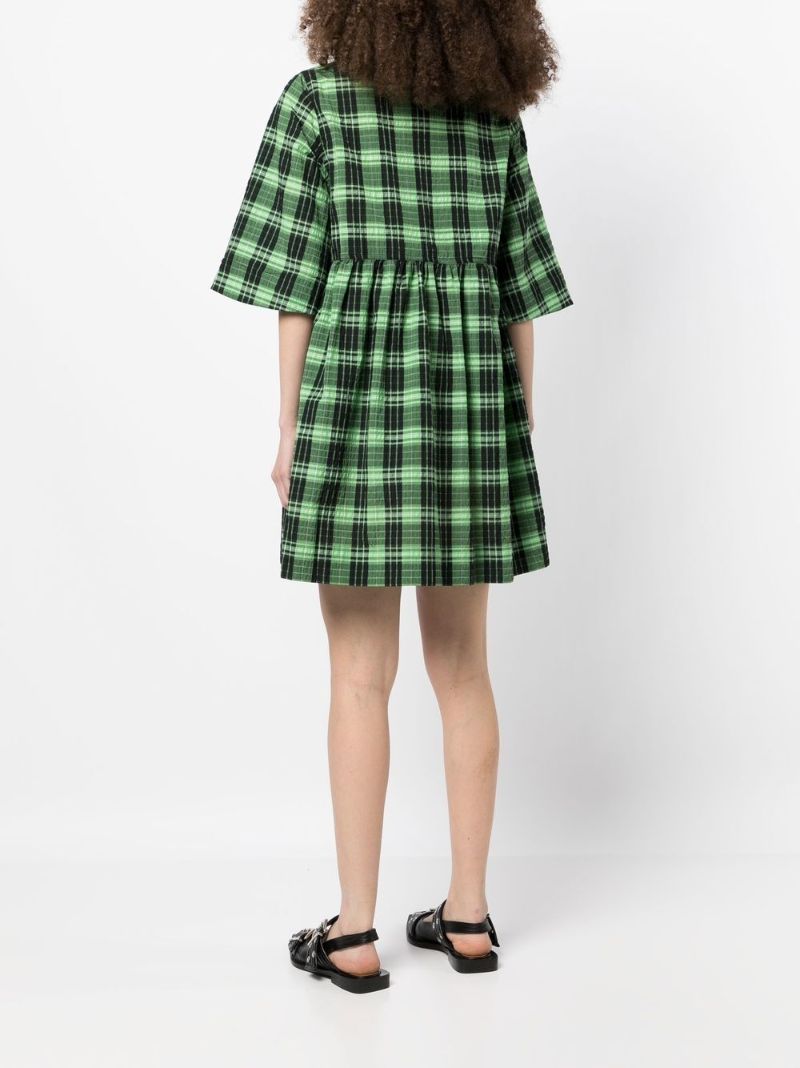 Green Check Mini Dress