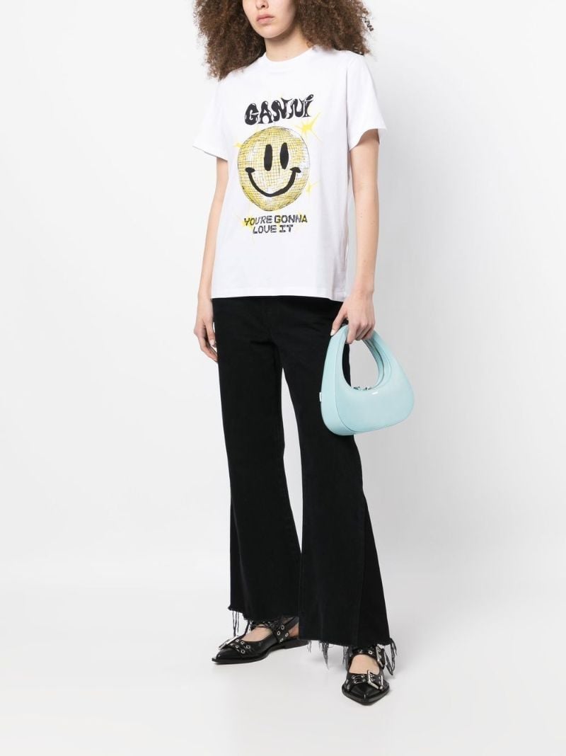 White Smiley Print Organic Cotton T-shirt