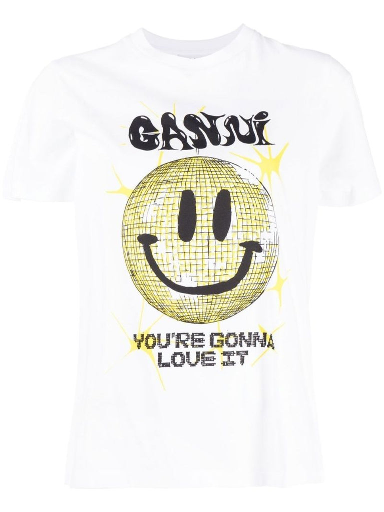 White Smiley Print Organic Cotton T-shirt