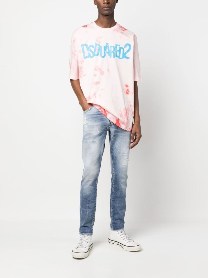 Blue Distressed Effect Denim Jeans