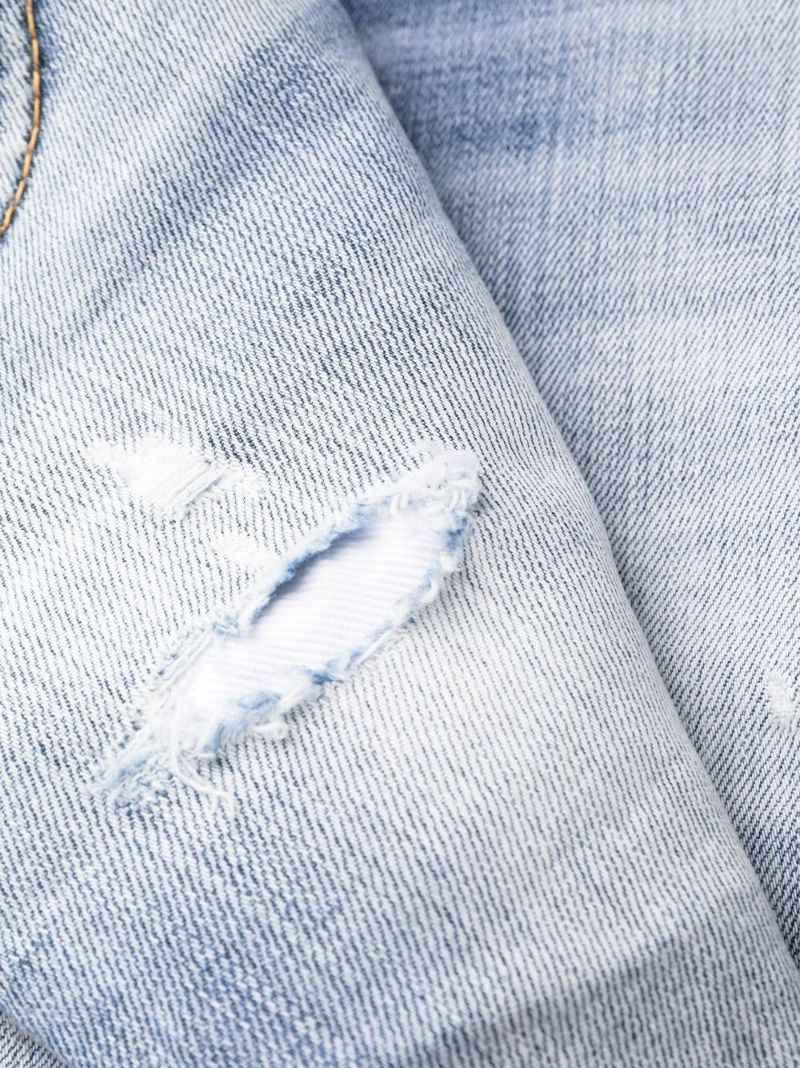 Blue Distressed Effect Denim Jeans
