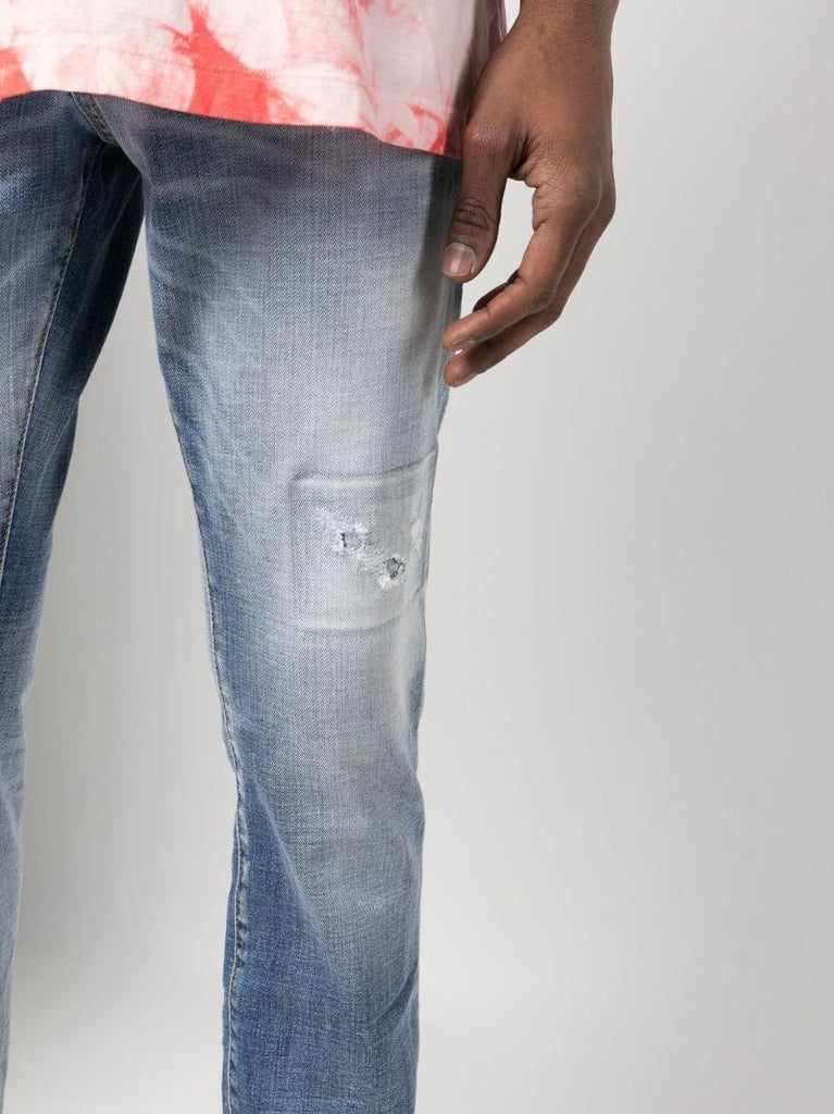 Blue Distressed Effect Denim Jeans