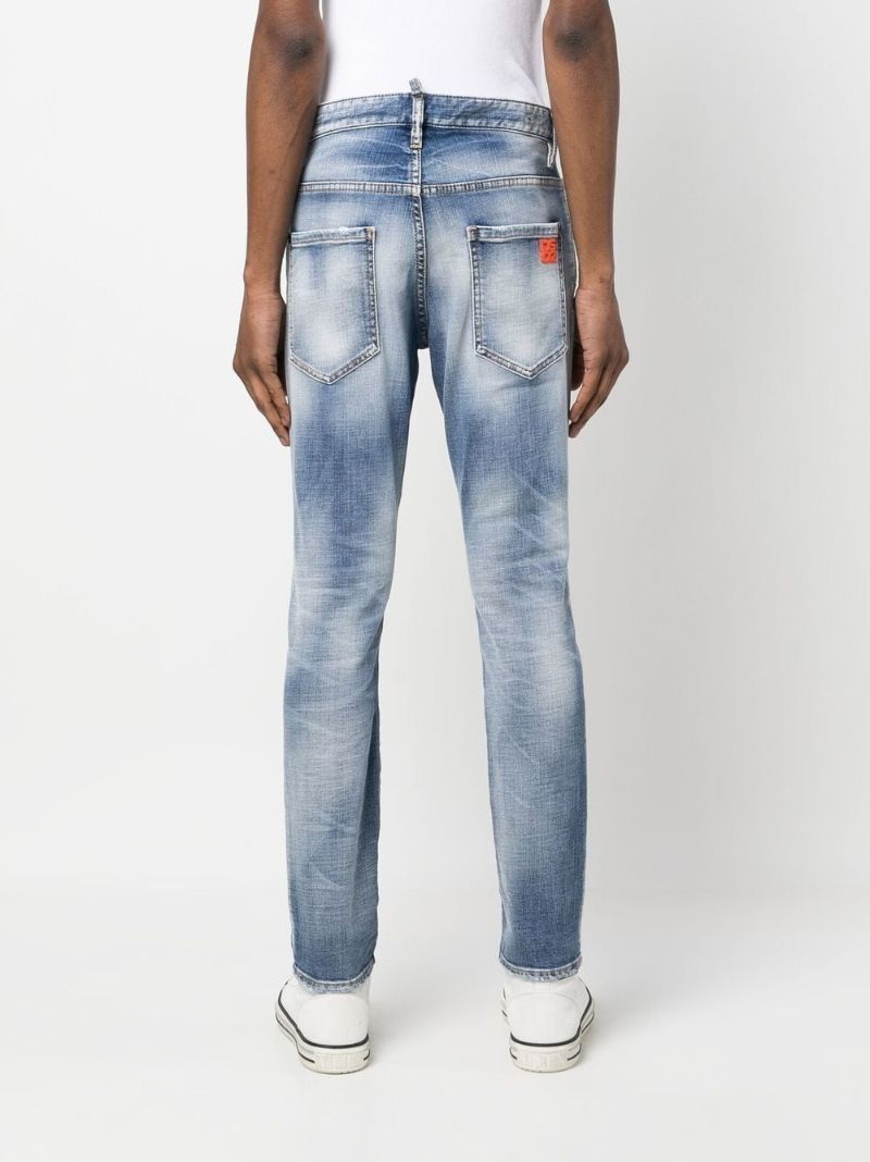 Blue Distressed Effect Denim Jeans