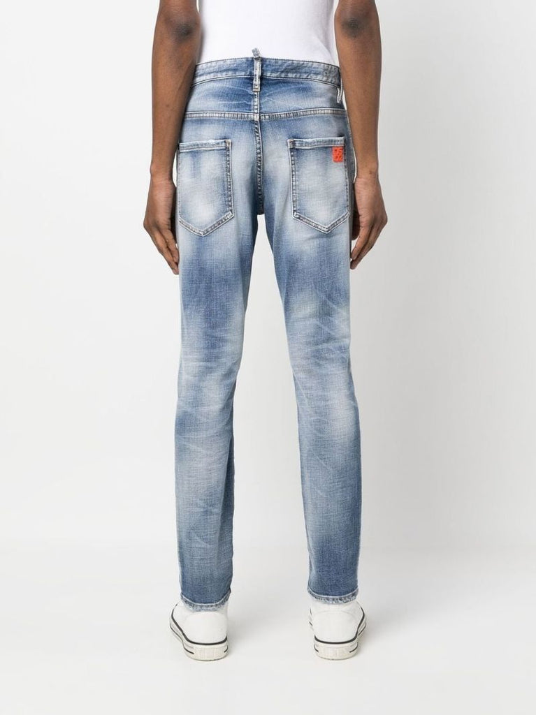 Blue Distressed Effect Denim Jeans