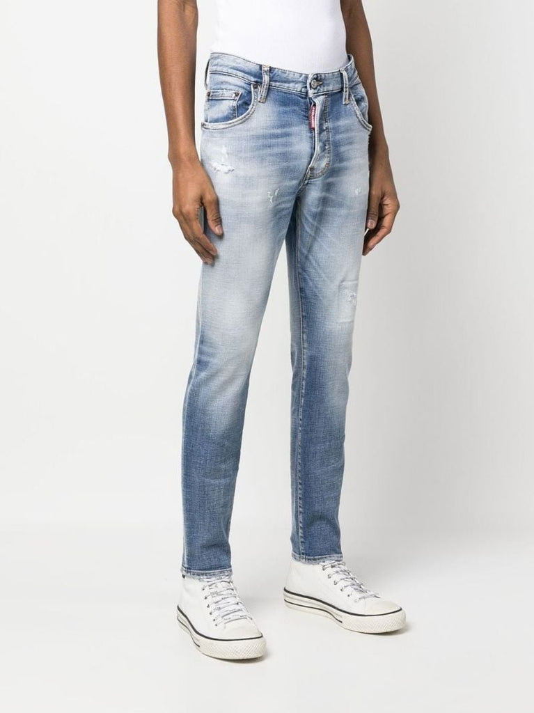 Blue Distressed Effect Denim Jeans