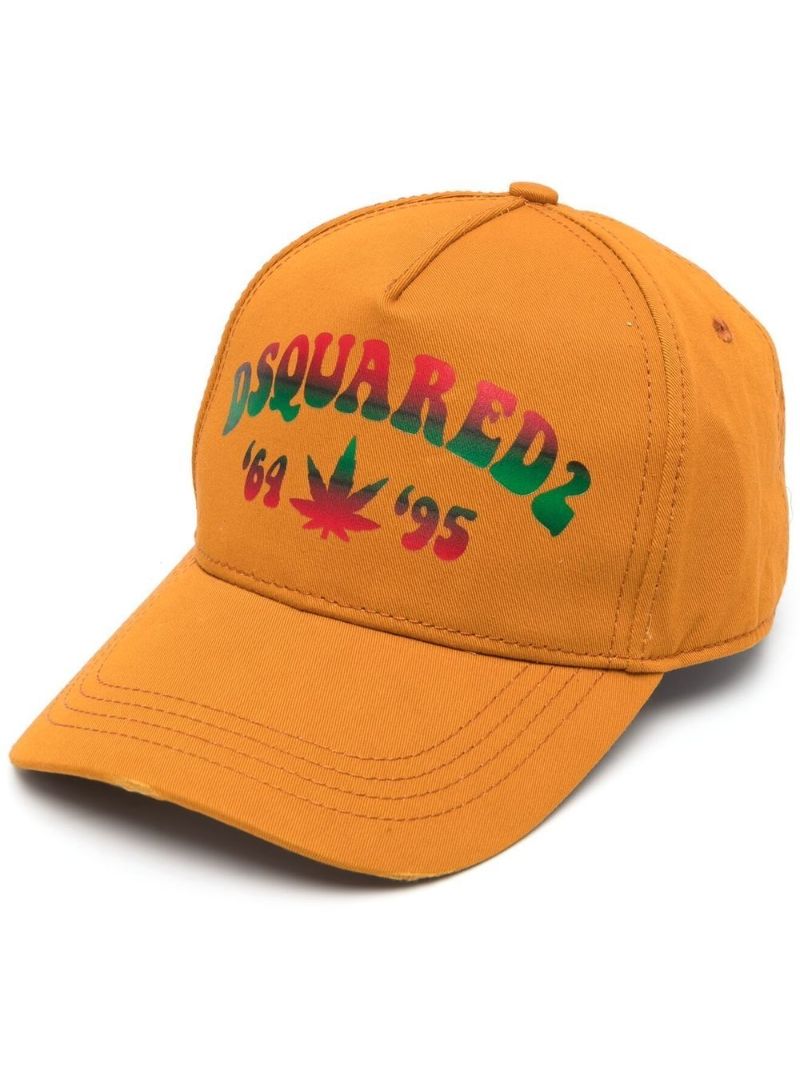 Orange Logo Print Baseball Cap