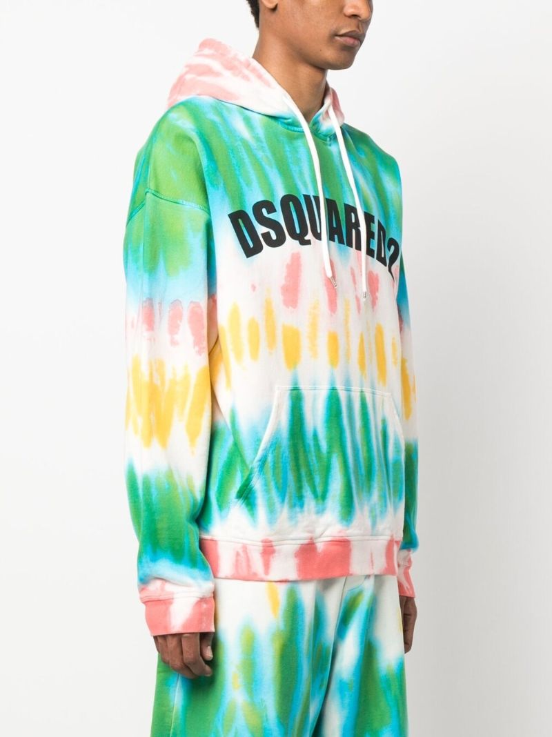 Green Tie-dye Cotton Hoodie