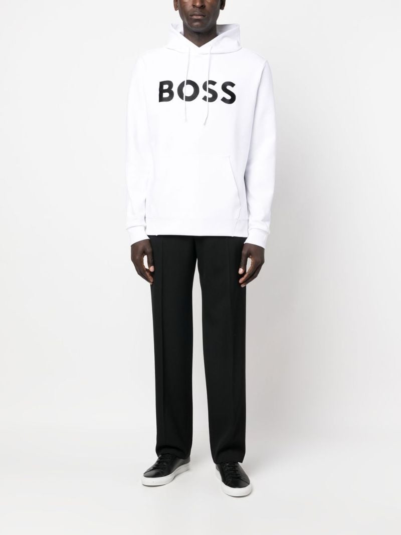 White Logo Embroidered Hoodie