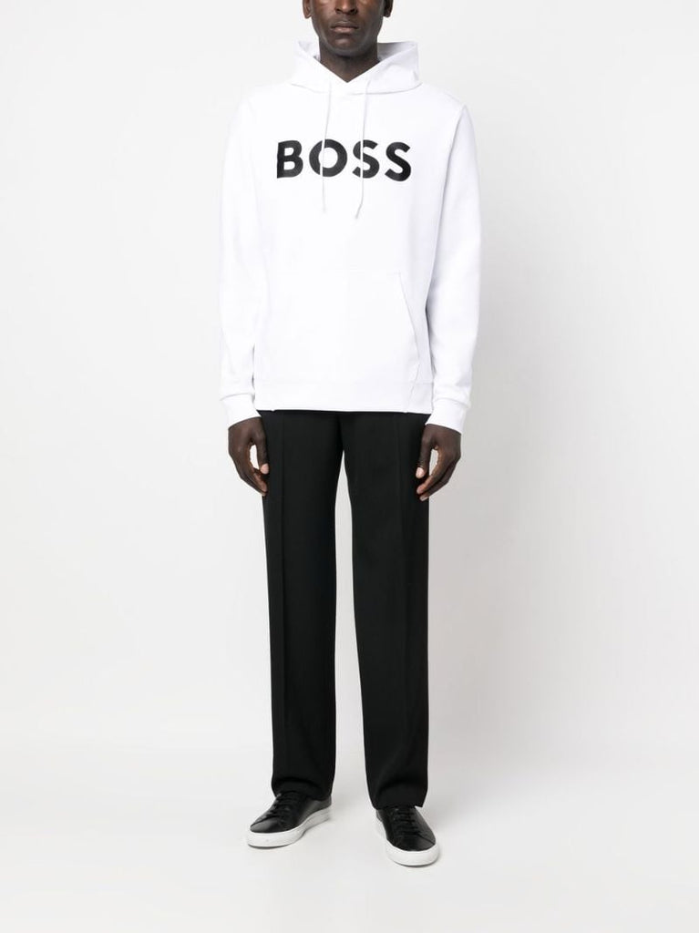 White Logo Embroidered Hoodie