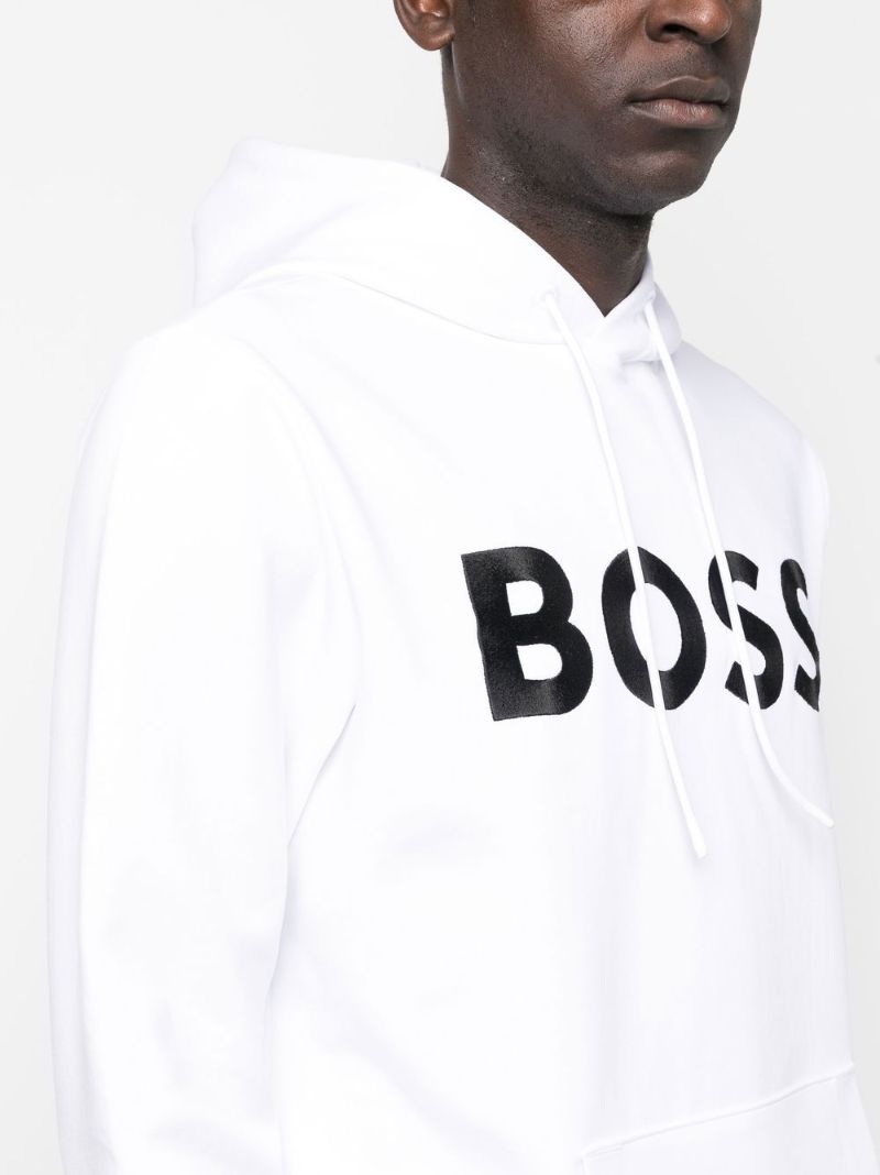 White Logo Embroidered Hoodie