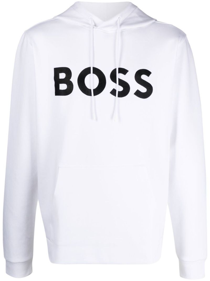 White Logo Embroidered Hoodie