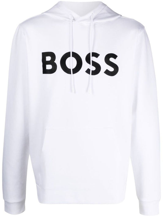 White Logo Embroidered Hoodie