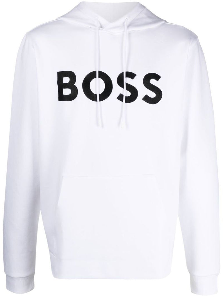 White Logo Embroidered Hoodie