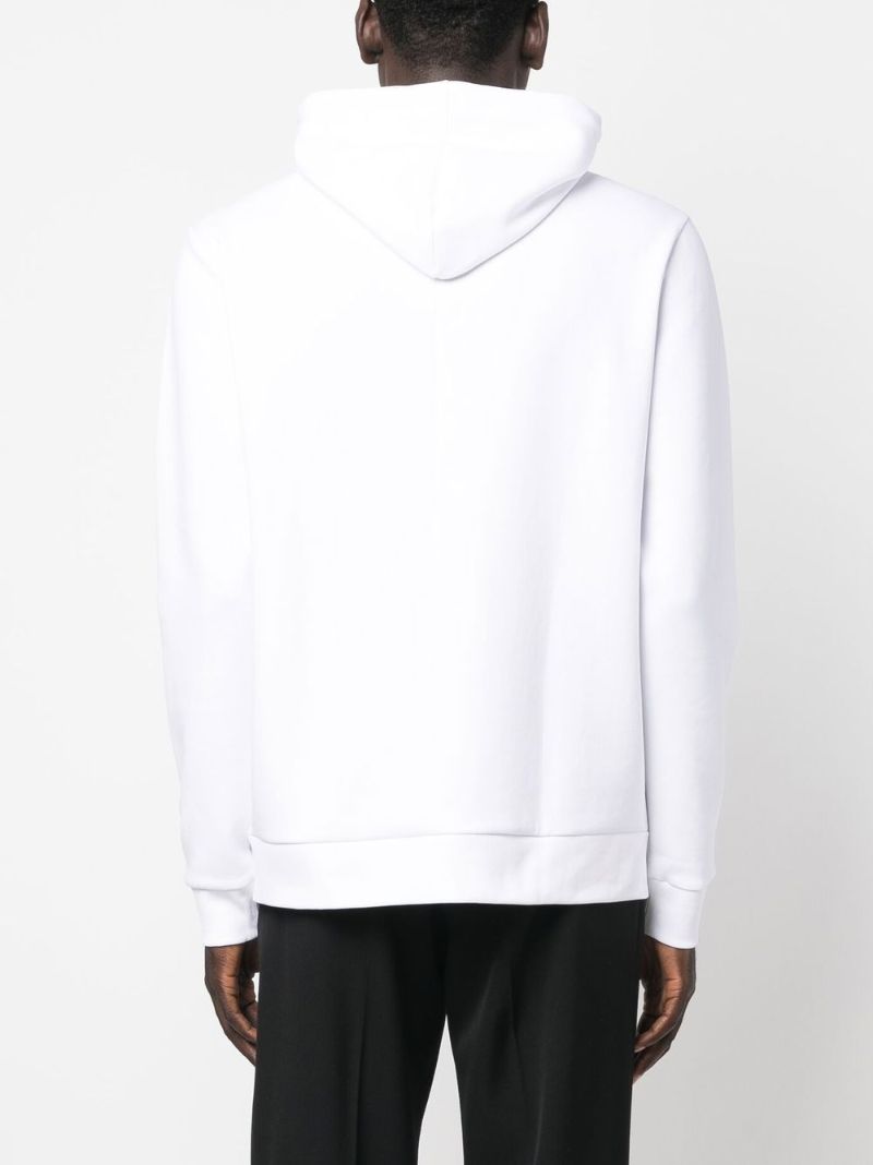 White Logo Embroidered Hoodie