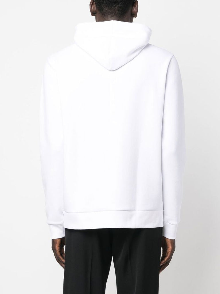 White Logo Embroidered Hoodie