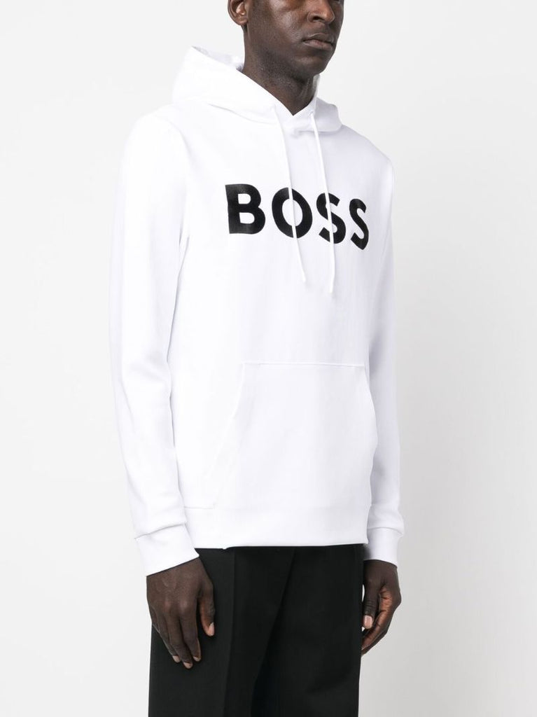 White Logo Embroidered Hoodie