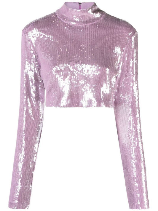 Purple Sequinned Crop Top