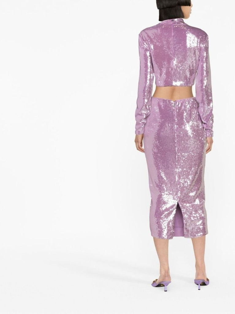 Purple Sequinned Crop Top