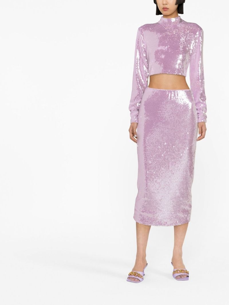 Purple Sequinned Crop Top