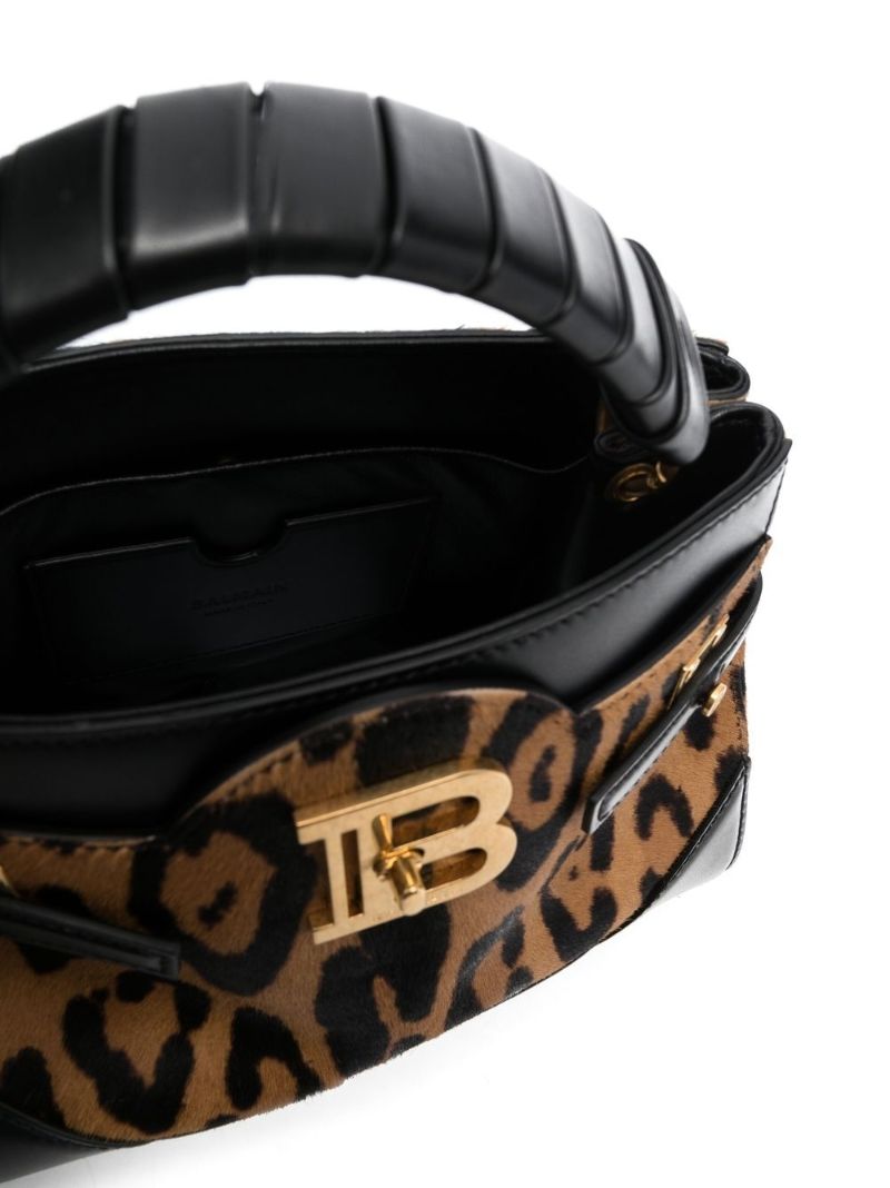 Black B-buzz 22 Leopard Print Leather Top Handle Bag