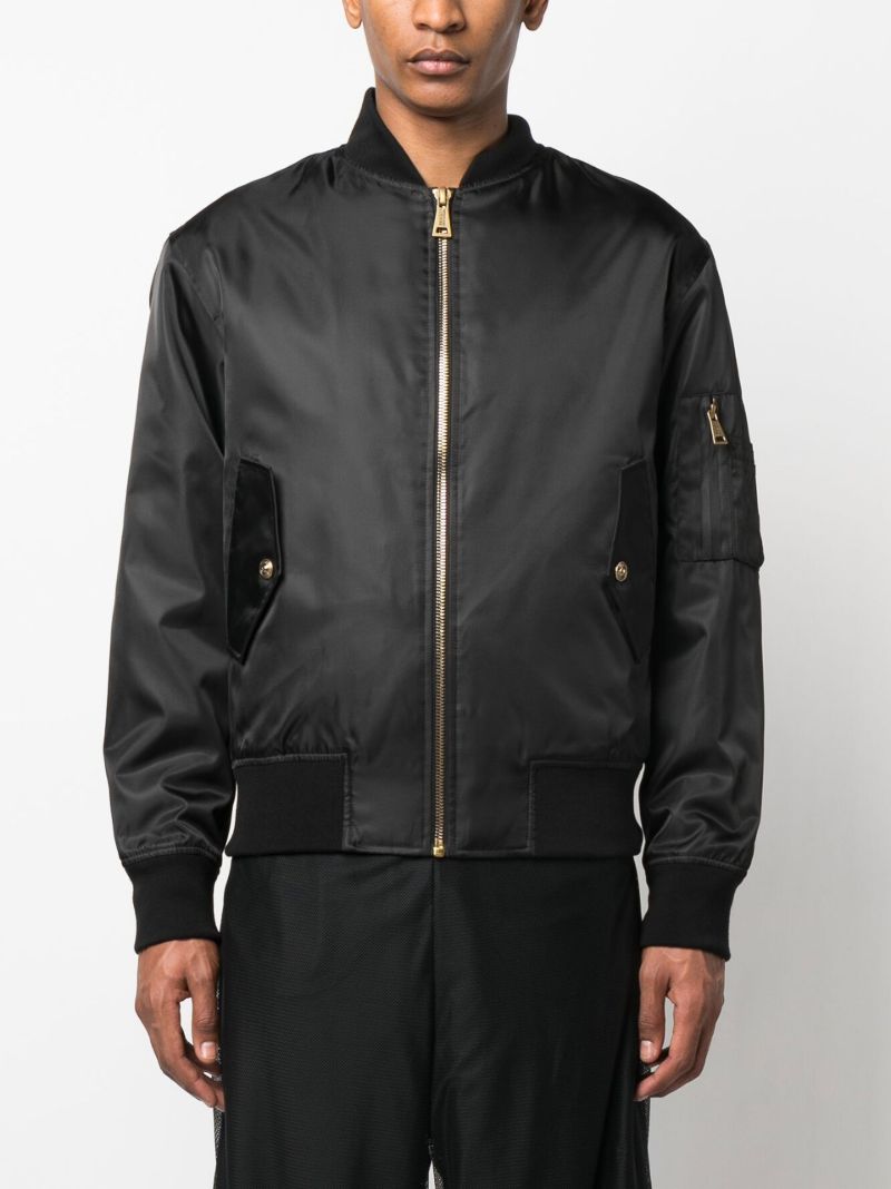 Black Barocco Print Bomber Jacket