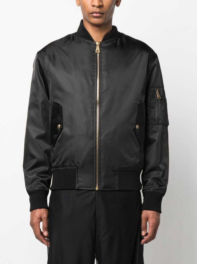 Black Barocco Print Bomber Jacket