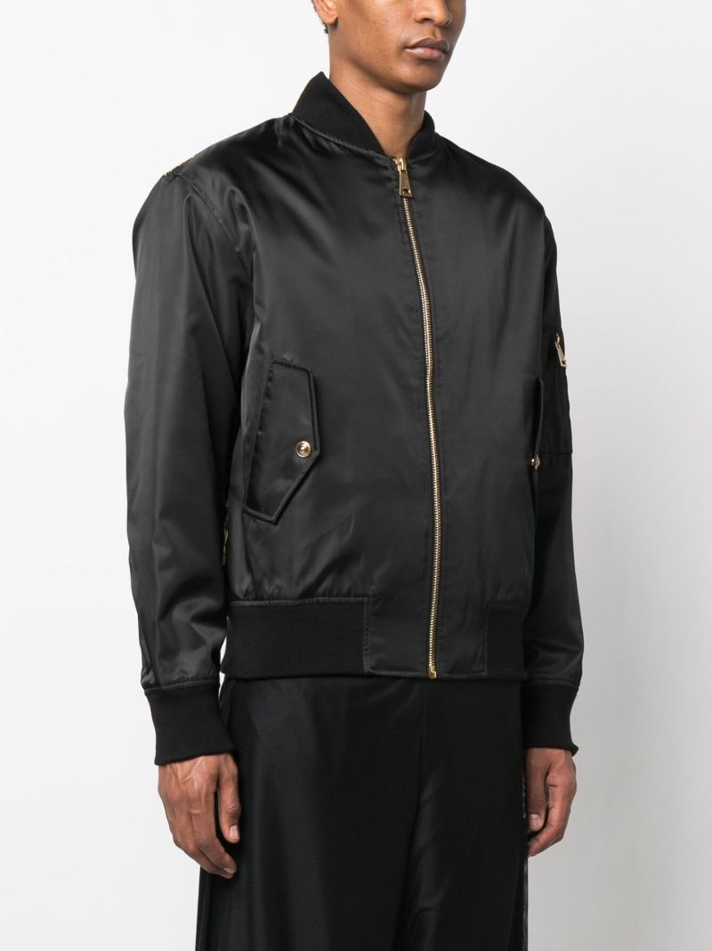 Black Barocco Print Bomber Jacket