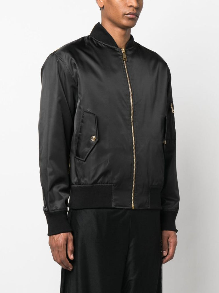 Black Barocco Print Bomber Jacket