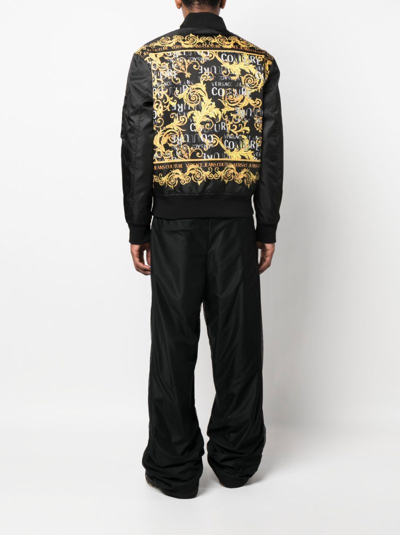 Black Barocco Print Bomber Jacket