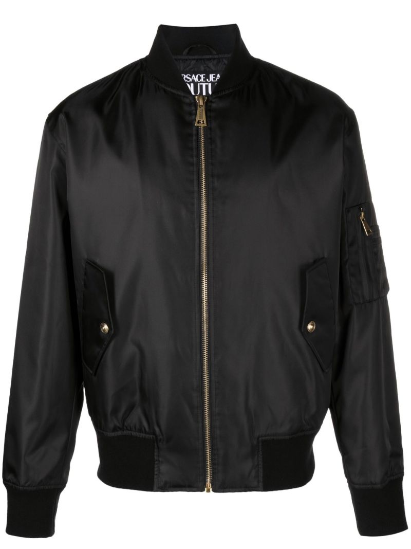 Black Barocco Print Bomber Jacket
