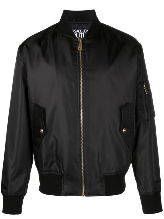 Black Barocco Print Bomber Jacket