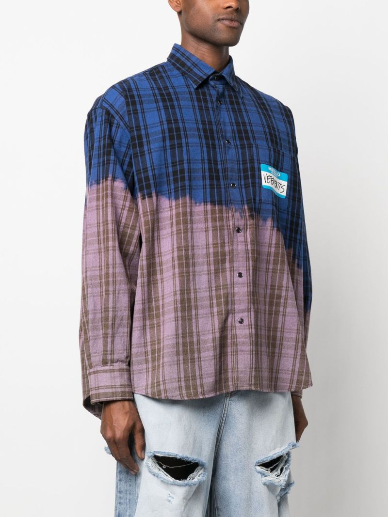 Blue My Name Is Check Print Shirt