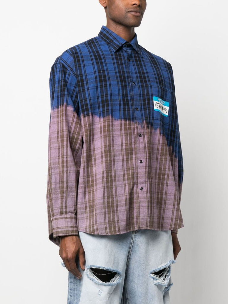 Blue My Name Is Check Print Shirt