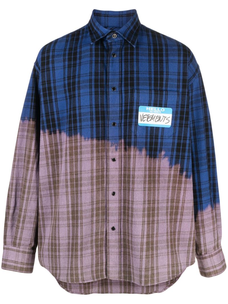 Blue My Name Is Check Print Shirt