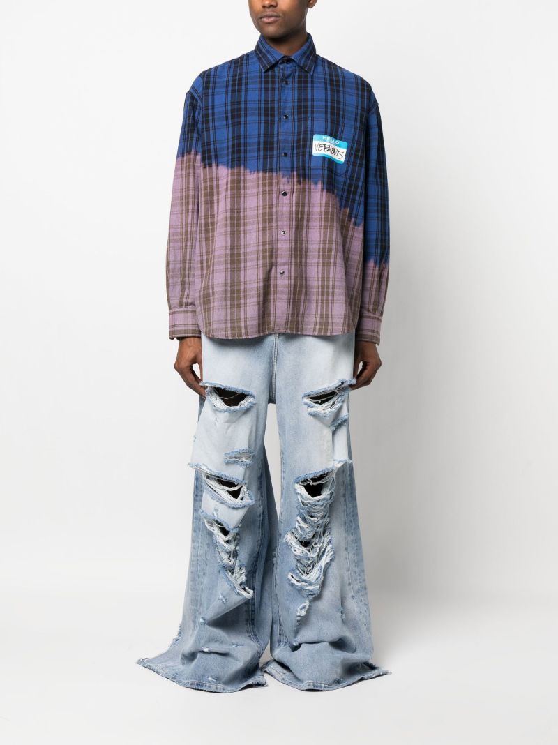 Blue My Name Is Check Print Shirt