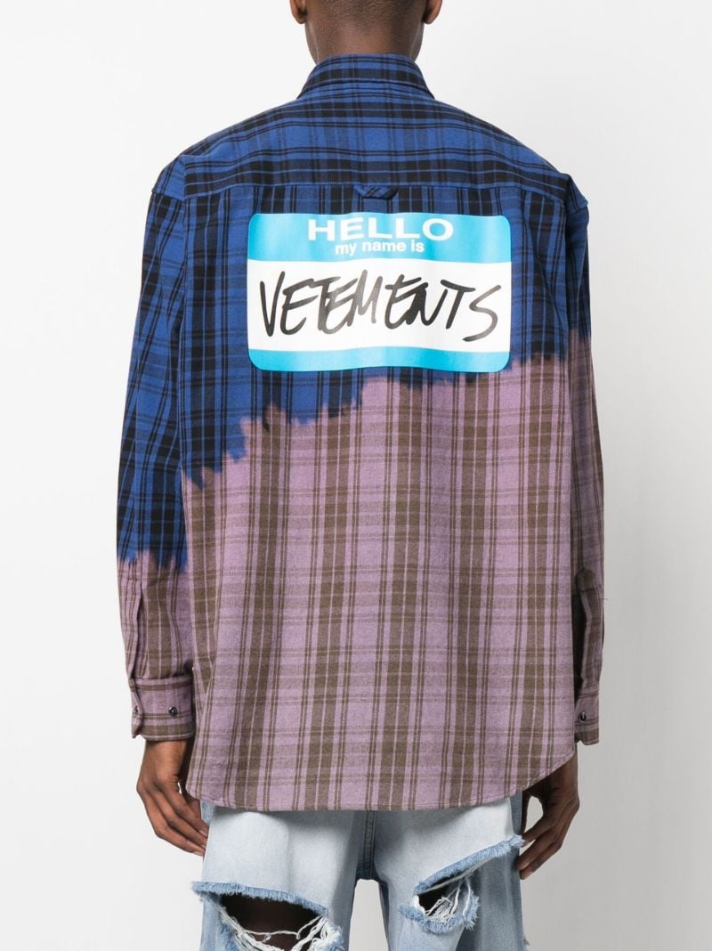 Blue My Name Is Check Print Shirt