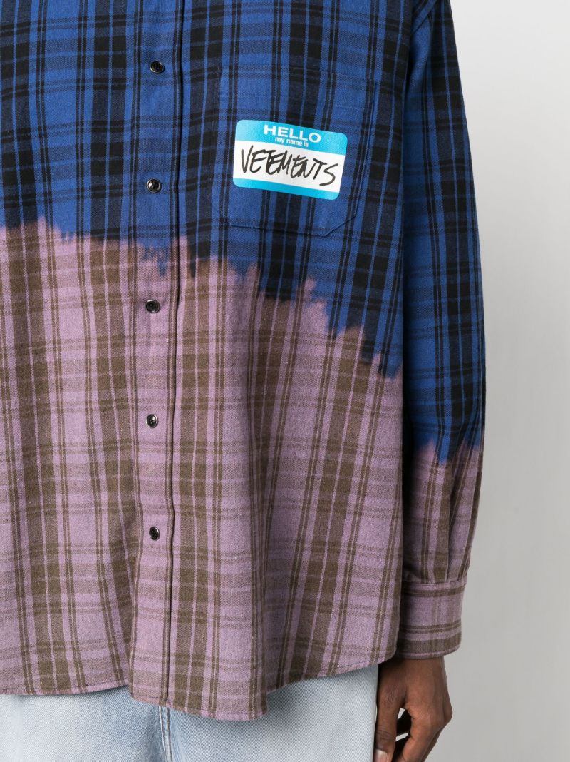 Blue My Name Is Check Print Shirt