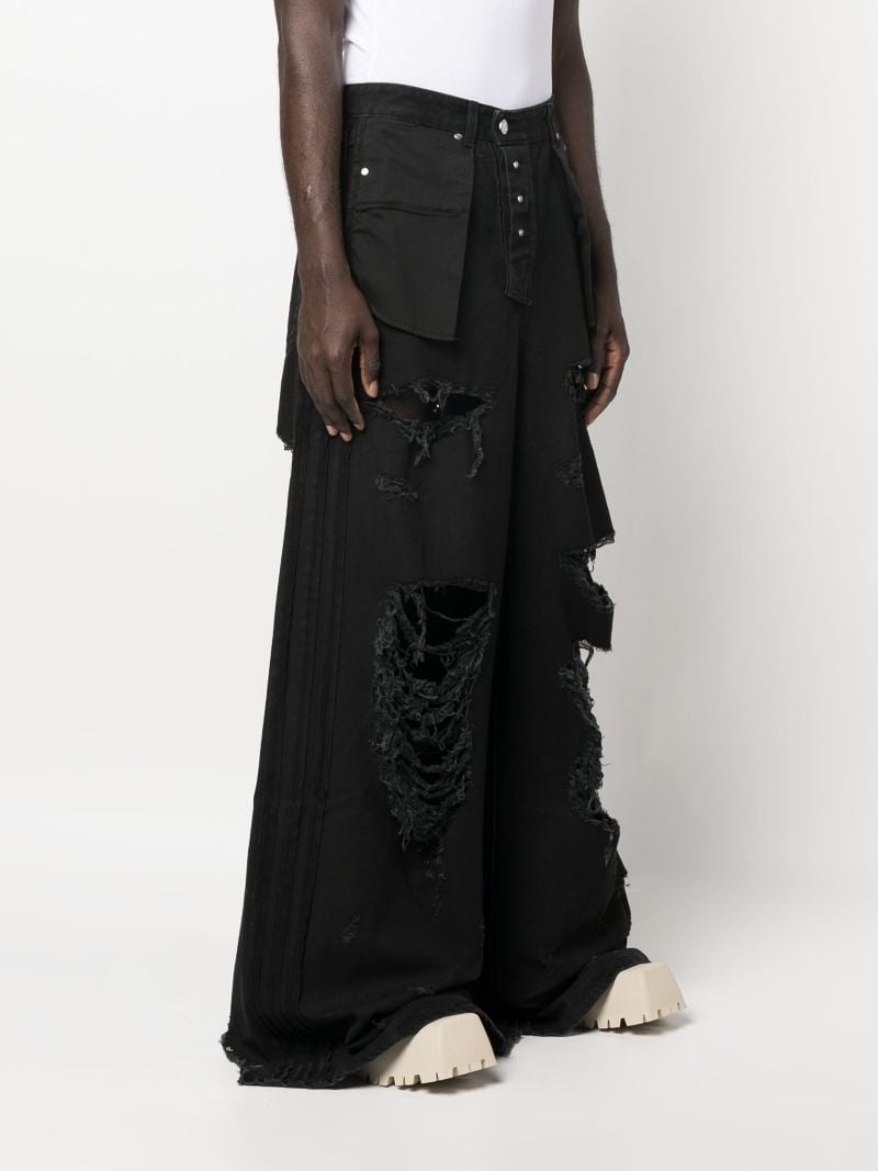 Black Ripped Wide-leg Jeans
