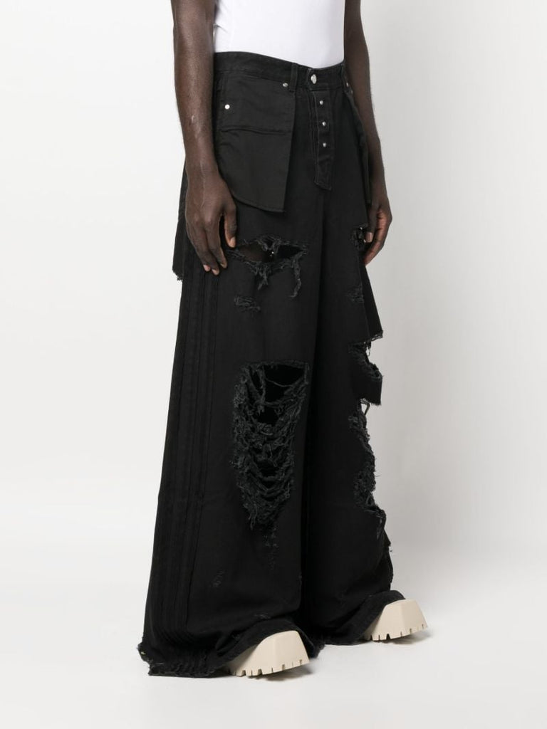 Black Ripped Wide-leg Jeans
