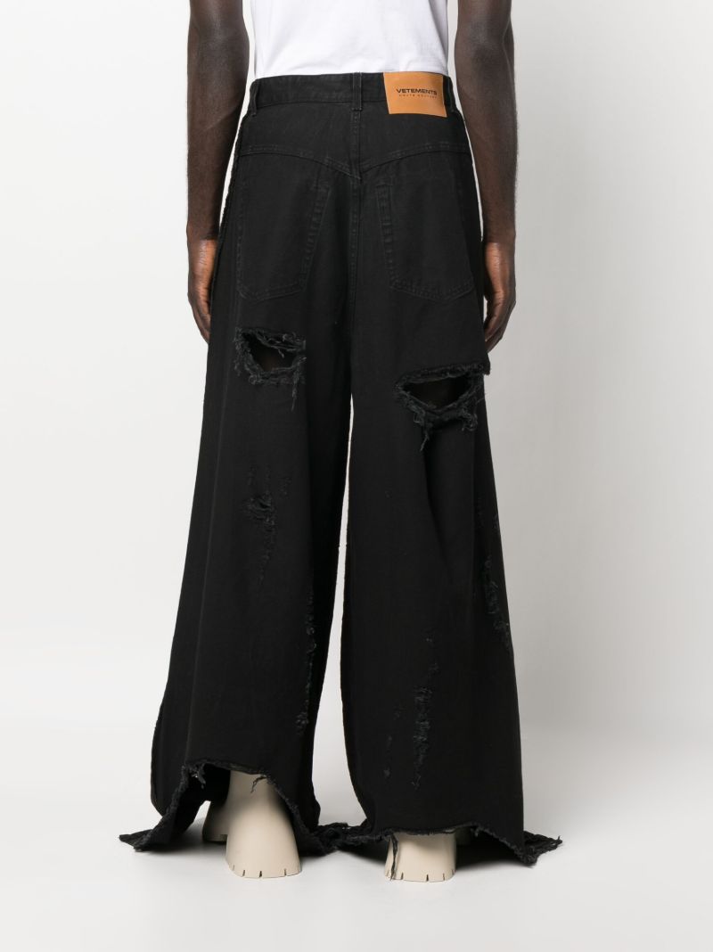 Black Ripped Wide-leg Jeans