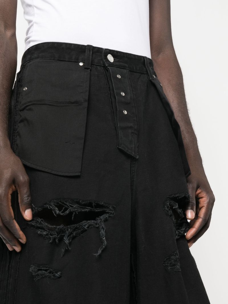 Black Ripped Wide-leg Jeans