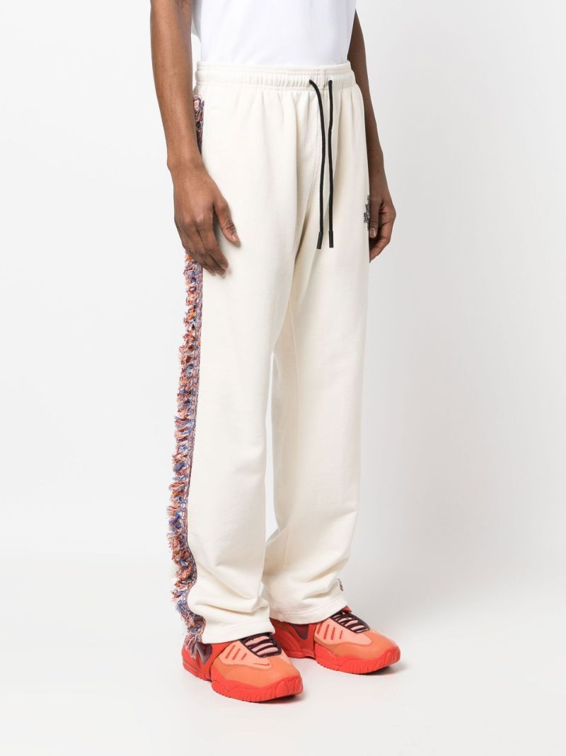 Neutral Cotton Fringed Track Pants