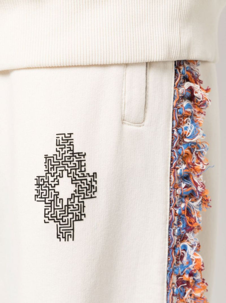 Neutral Cotton Fringed Track Pants